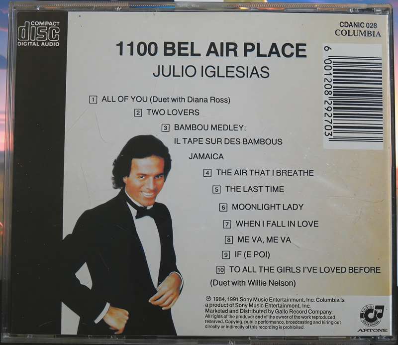 JULIO IGLESIAS 1100 bel air place CD