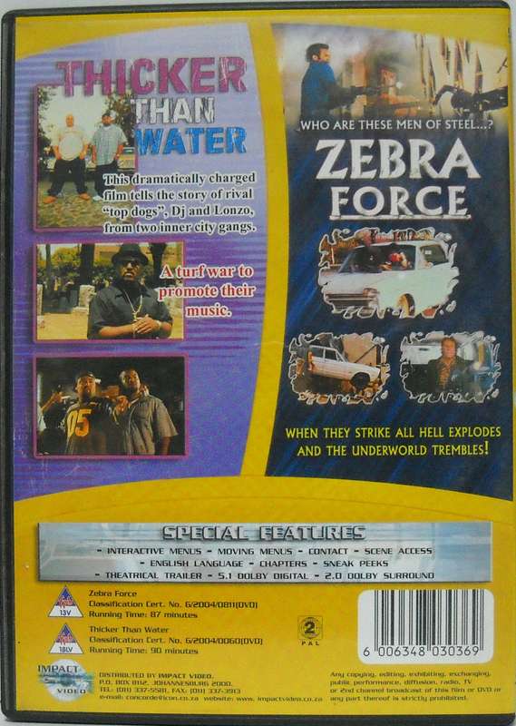 Double Feature: Zebra Force + Thicker Than Water (DVD)