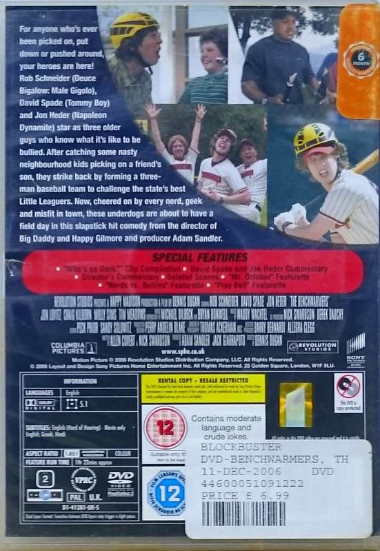 Benchwarmers DVD