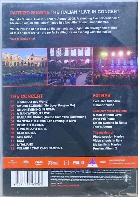 Patrizio Buanne The Italian Live in Concert DVD