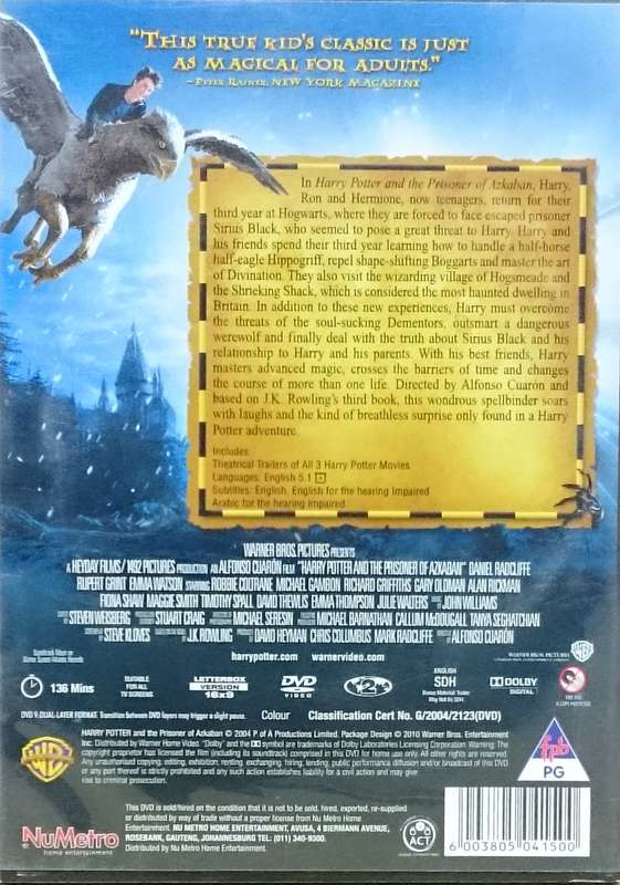 Harry Potter And the Prisoner of Azkaban DVD