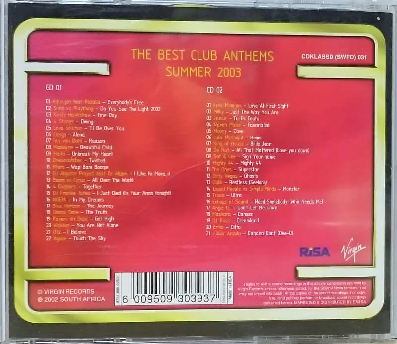 The Best CLUB Anthems SUMMER 2003 Double CD