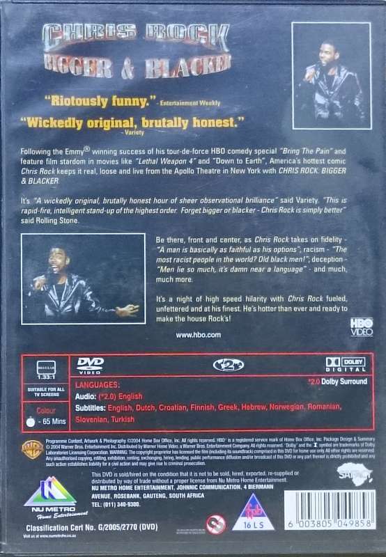 Chris Rock Bigger & Blacker DVD