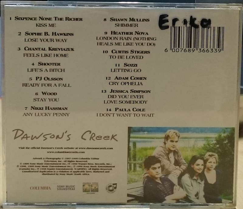 Dawson's Creek Songs  Volume 2 CD (Read Description)