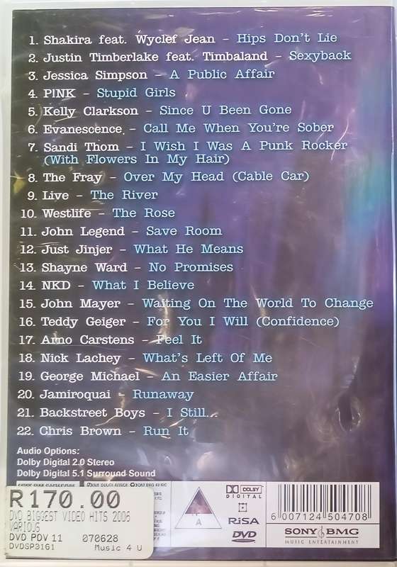 BIGGEST VIDEO HITS 2006 DVD