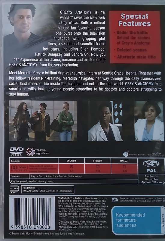 GREY'S ANATOMY Season One DVD