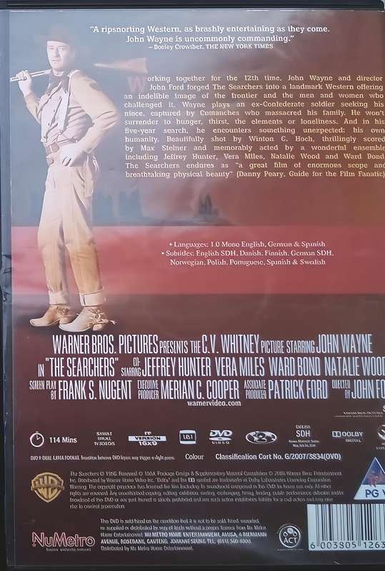 THE SEARCHERS John Wayne DVD