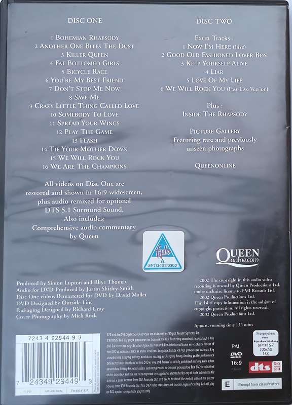 QUEEN Greatest Video Hits 1 2DVD