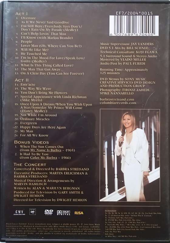 BARBRA The Concert dvd