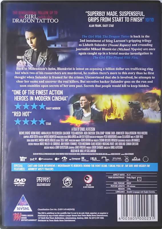 The GIRL who PLAYED with FIRE dvd