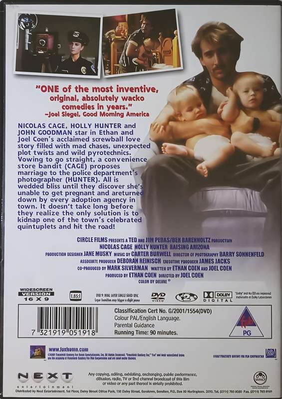 RAISING ARIZONA Nicolas Cage DVD