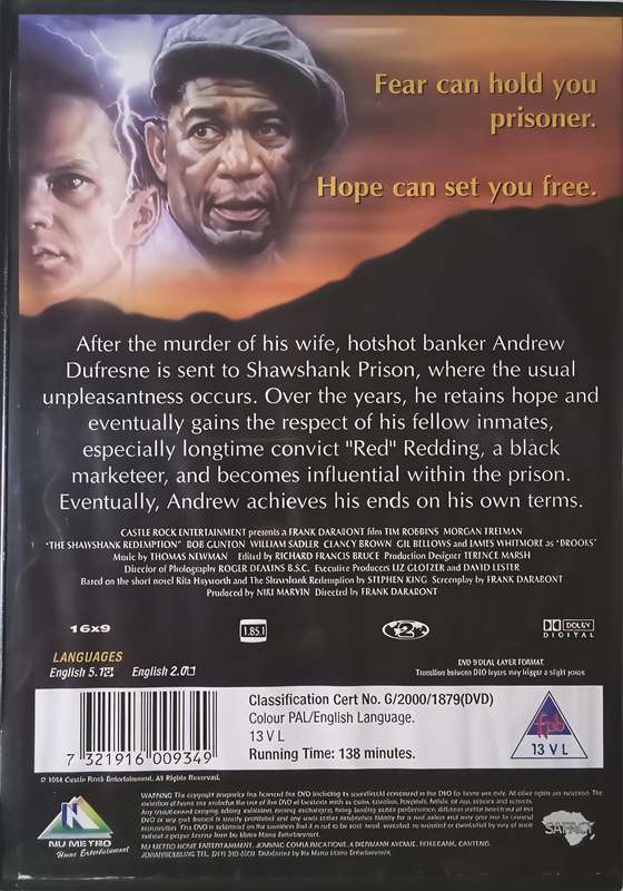 THE SHAWSHANK REDEMPTION DVD