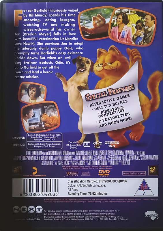 GARFIELD Jennifer Love Hewitt DVD