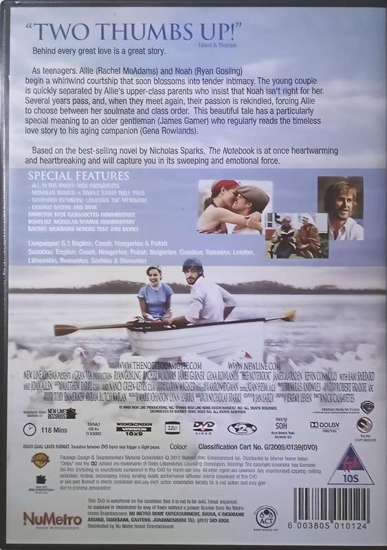 THE NOTEBOOK Ryan Gosling DVD