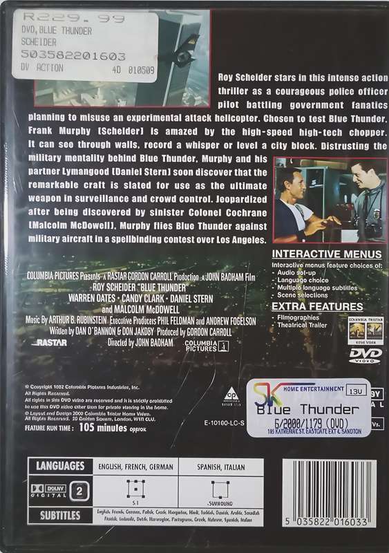 BLUE THUNDER Roy Scheider DVD
