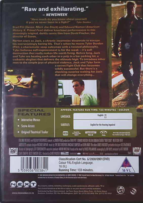 FIGHT CLUB Brad Pitt | Edward Norton