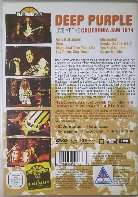 DEEP PURPLE Live in California 74 DVD