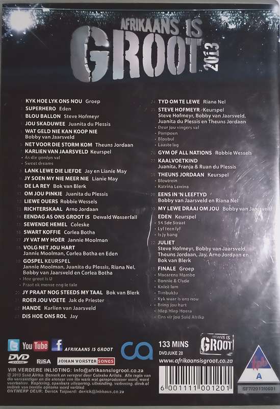 AFRIKAANS IS GROOT 2013 DVD
