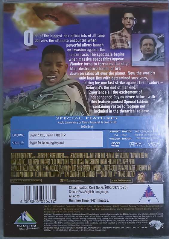 INDEPENDENCE DAY Will Smith DVD