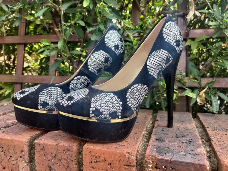 Skull Sequin Platform Stilettos