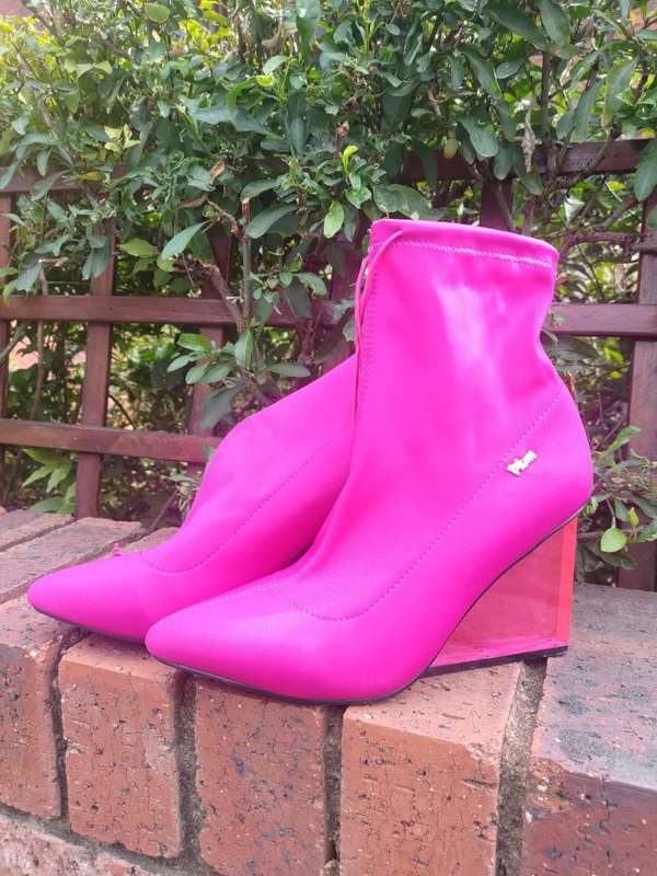Hot Pink Wedge Boots