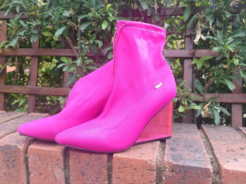 Hot Pink Wedge Boots