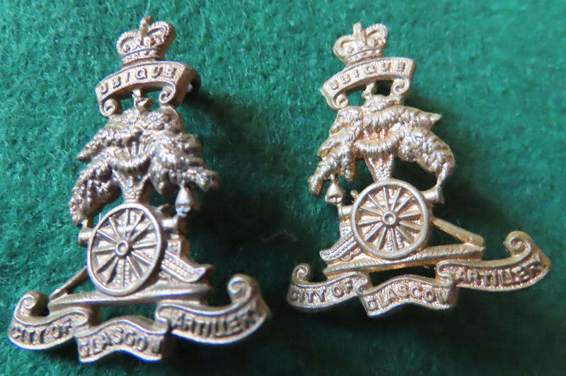 Great Britain - 280th City of Glasgow Field Regiment Royal Artillery Collar Badges - Scarce