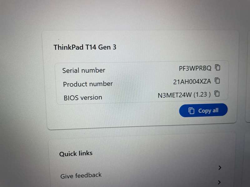 T14 Lenovo i5 12Gen