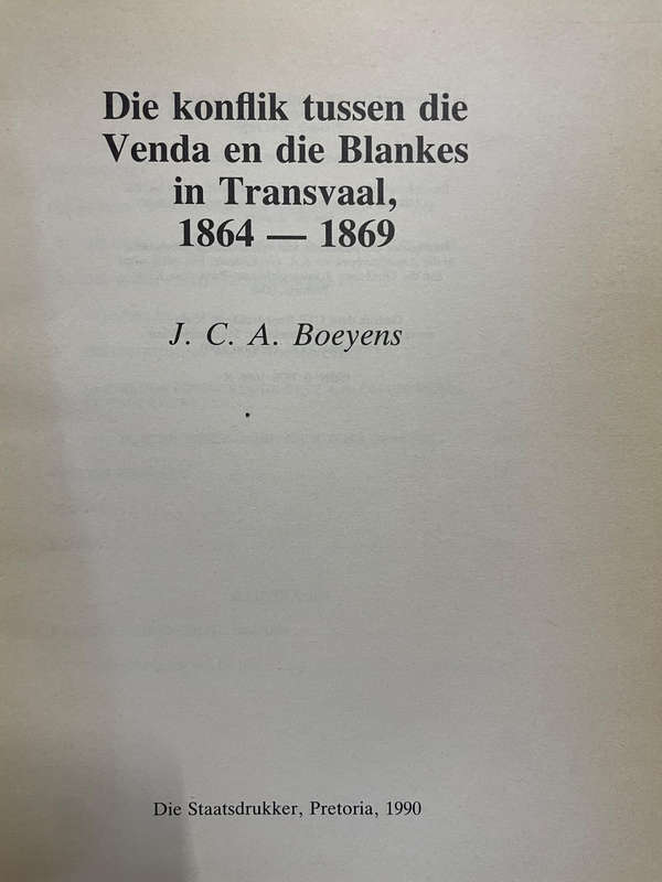 Argiefjaarboek 1990 II. Konflik tussen Venda en Blankes. Boeyens & Lichtenburgse  Diamantdelwerye