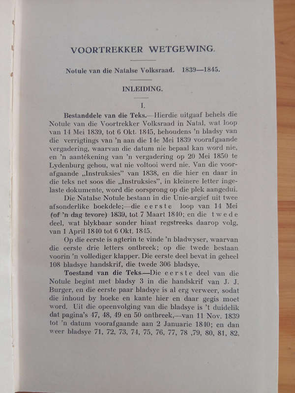 Voortrekker Wetgewing 1839-1845