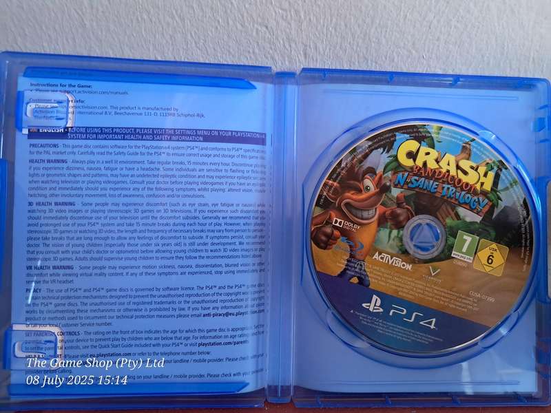 PS4 CRASH BANDICOOT NSAME TRILOGY