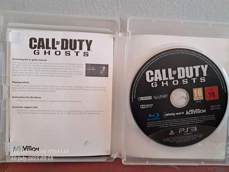 PS3 CALL OF DUTY : GHOSTS - CIB