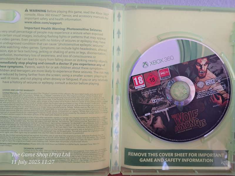 XBOX 360 THE WOLF AMONG US - NO MANUAL
