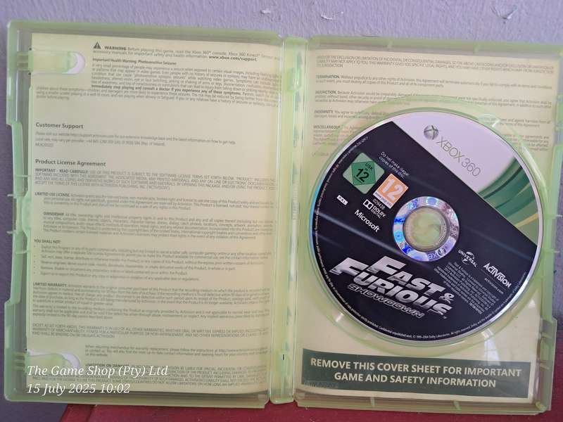 XBOX 360 FAST AND FURIOUS SHOWDOWN - NO MANUAL