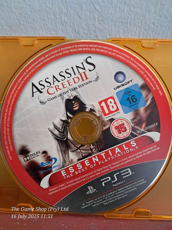 PS3 ASSASSINS CREED II - (GAME OF THE YEAR) - DISC ONLY