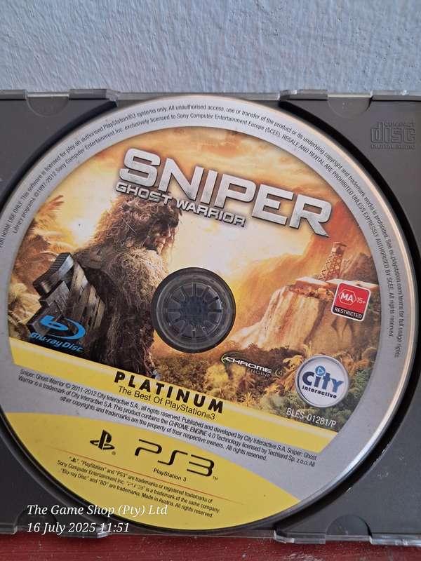 PS3 SNIPER GHOST WARRIOR - DISC ONLY