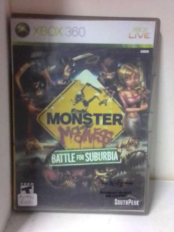 XBOX 360 MONSTER MADNESS : BATTLE FOR SUBURBIA - NO MANUAL (RE-PRINTED ARTWORK)