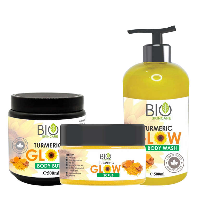 Bio Skincare Glow Turmeric Scrub, Body Wash and Body Butter
