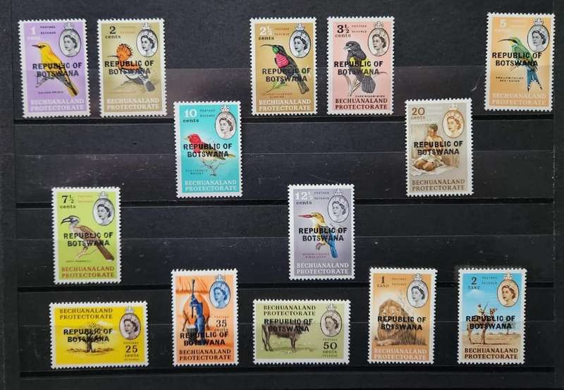 Botswana: 1966 Betschuanaland Postage Stamps Overprinted "REPUBLIC OF BOTSWANA"
