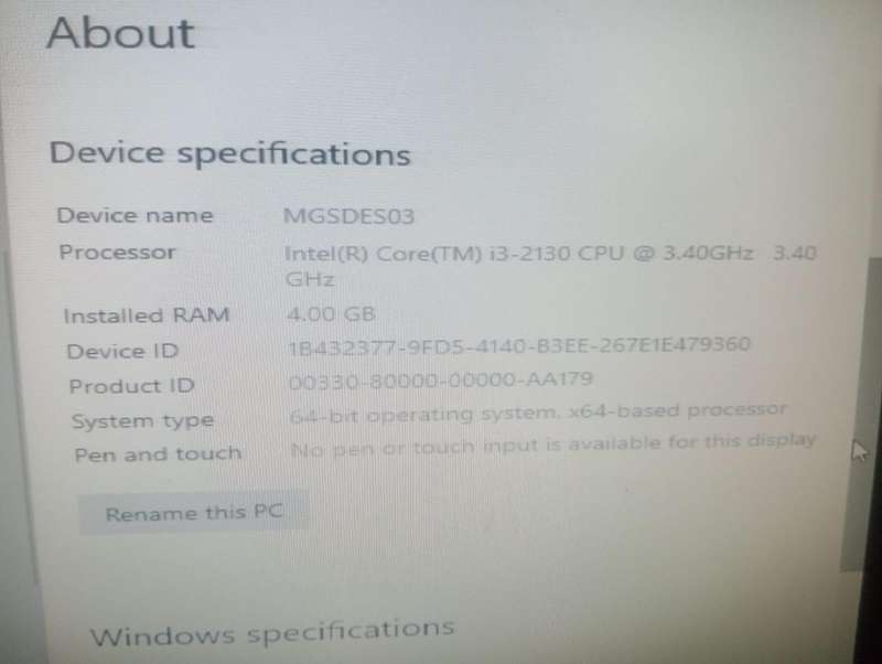 HP i3 Desktop 3.4Ghz