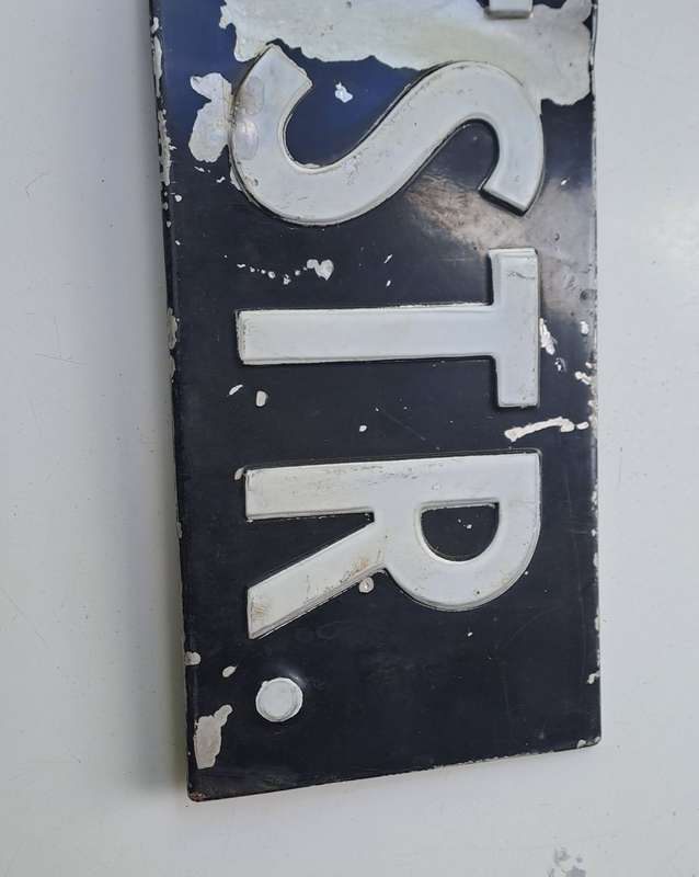 1950 Metal press Street name sign. Stuart str. Pretoria.