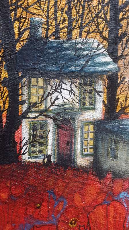 `POPPY FIELD COTTAGE` Original Acrylic Painting on Boxed Canvas by Cherie Roe Dirksen #paintings