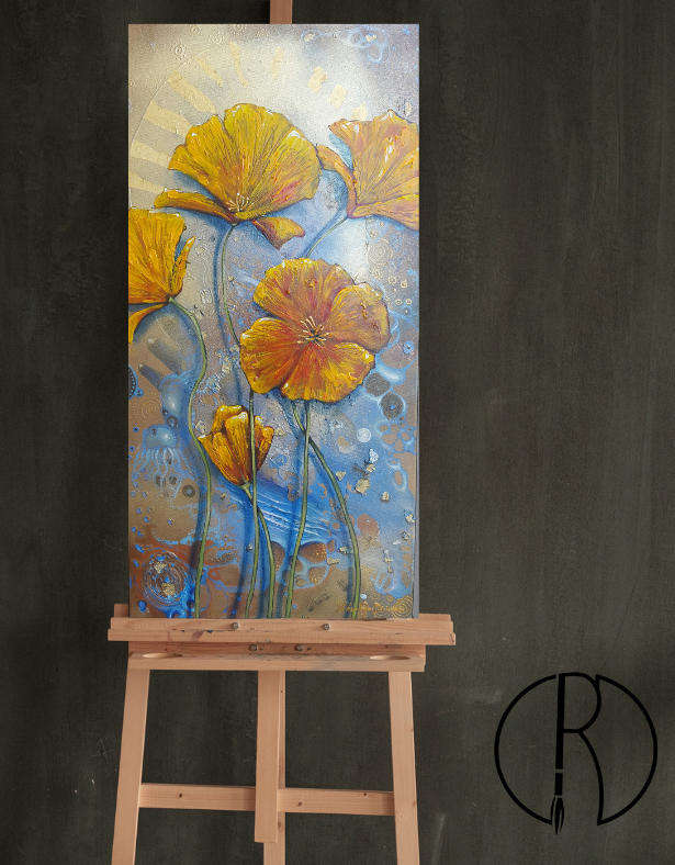 Original ACRYLIC Poppy Painting by South African Artist, Cherie Roe Dirksen - Botanical Wall Art