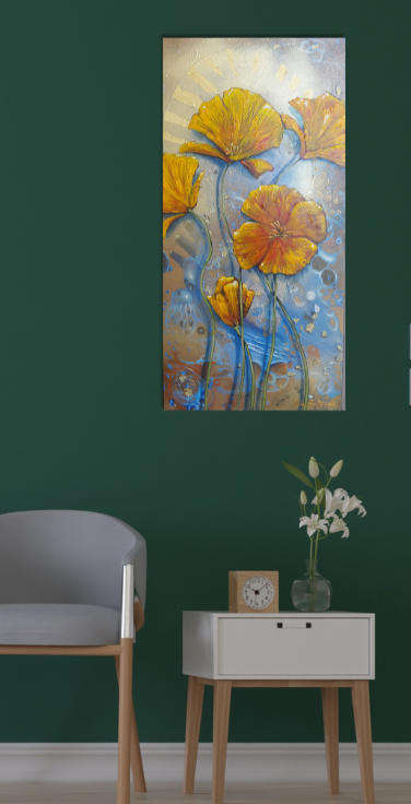 Original ACRYLIC Poppy Painting by South African Artist, Cherie Roe Dirksen - Botanical Wall Art