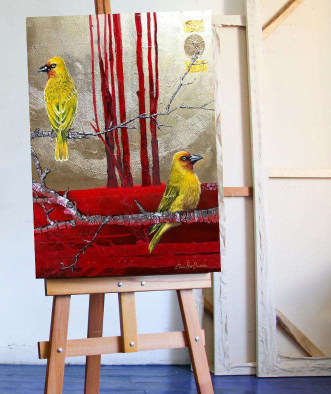 `DREAM WEAVERS` Large Original Painting on Boxed Canvas by Cherie Roe Dirksen - Bird Wall Art
