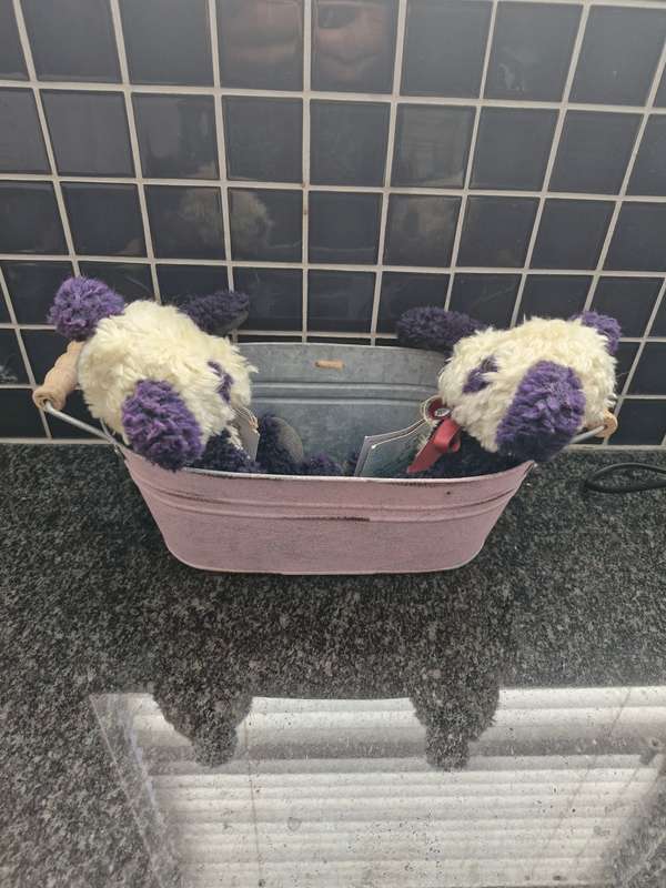 COLLECTORS VINTAGE BOYDS PANDA BEARS - OGDEN IN METAL TUB