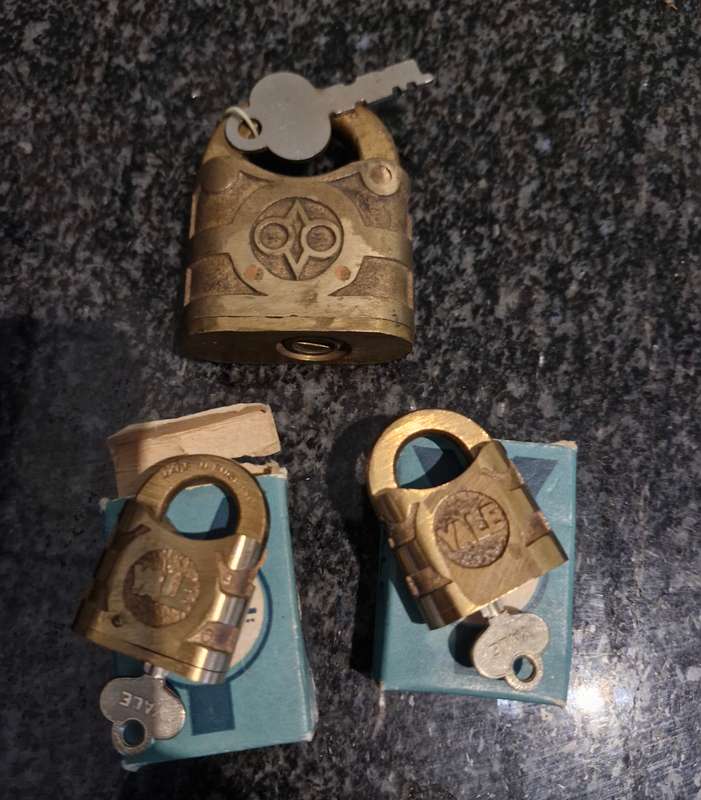 3 ANTIQUE PAD LOCKS - 2 YALE and 1 BRITISH MANUFACTURED
