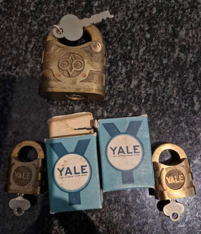 3 ANTIQUE PAD LOCKS - 2 YALE and 1 BRITISH MANUFACTURED