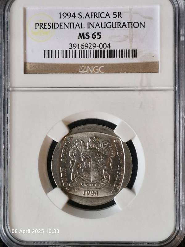 Mandela R5 Inauguration coin steps variety