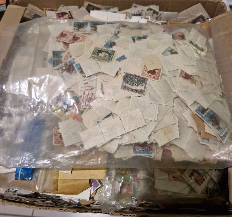 Unsorted and semi sorted box of South African Stamps Incl ZAR, union, Cape of Good hope etc